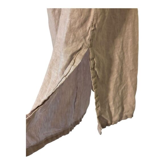 Tahari Dress Womens 14 Brown 100% Linen Pockets Slit Sides Boho Coastal Cottage - Picture 5 of 8